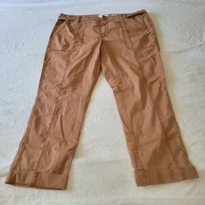 Hei Hei Cargo Pants Womens 32 Bermuda Cropped Pockets Anthropologie Light Brown